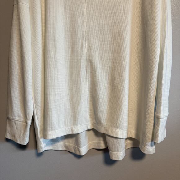 Lucky Brand Ivory Waffle Knit Cowl Neck Pullover Sweatshirt Top Size 2X - Picture 5 of 11
